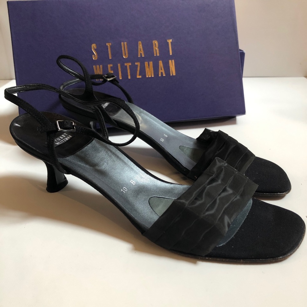 Stuart Weitzman Gossamer Black Tulle Kitten Heels